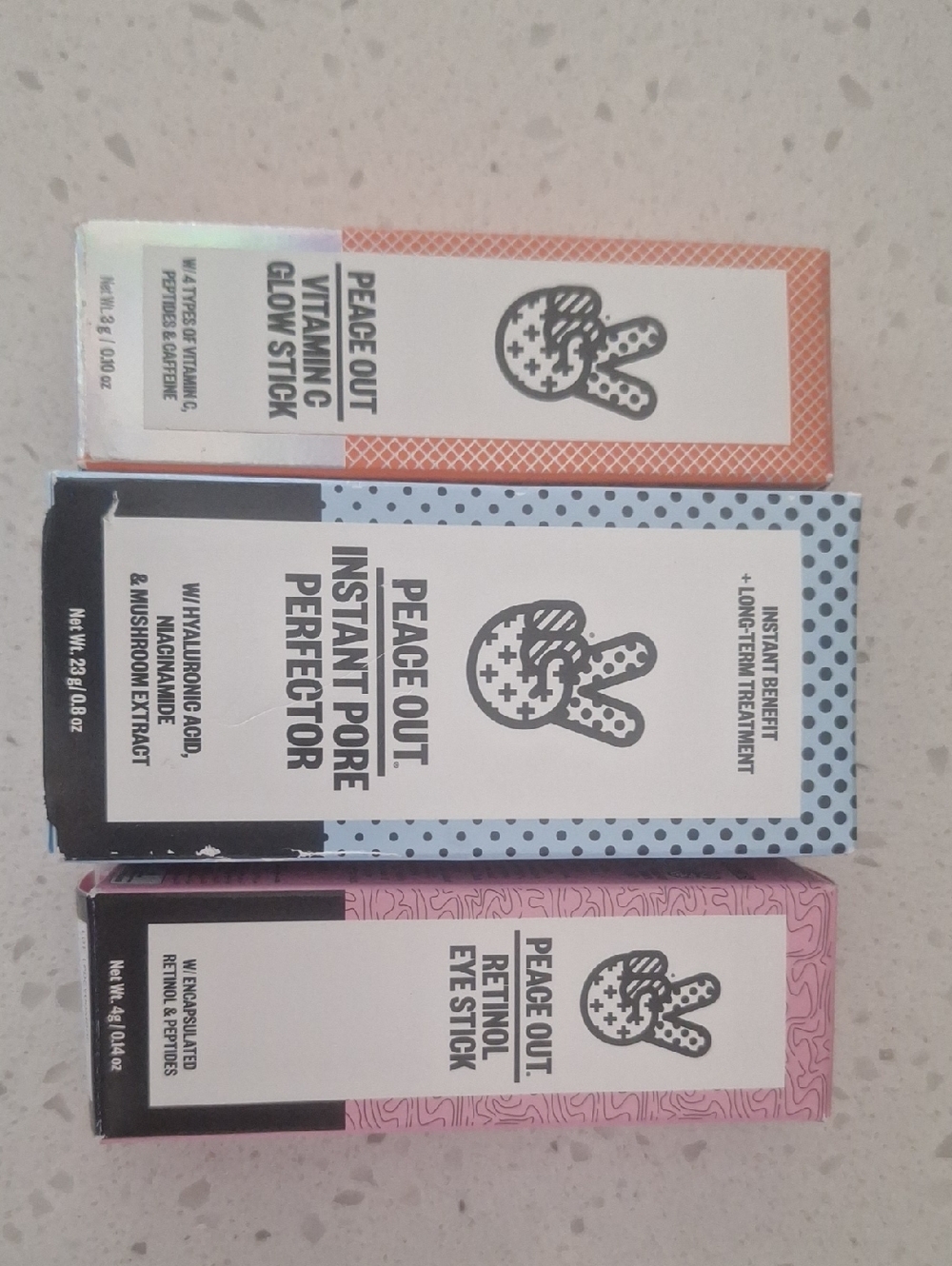 Peace Out Skincare Trio - Glow Stick, Instant Pore Perfector, Retinol Eye Stick